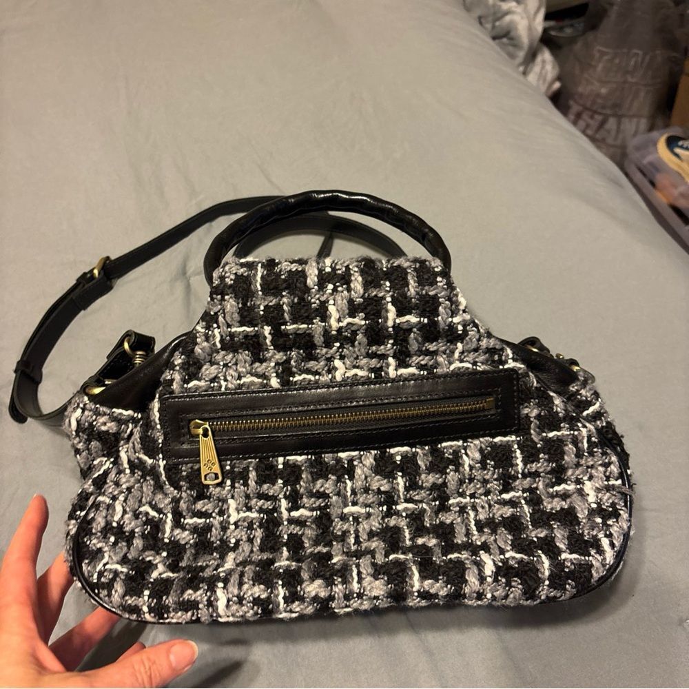 Patricia Nash Linley Black and White Tweed Shoulder Bag with op handles - Picture 4 of 9